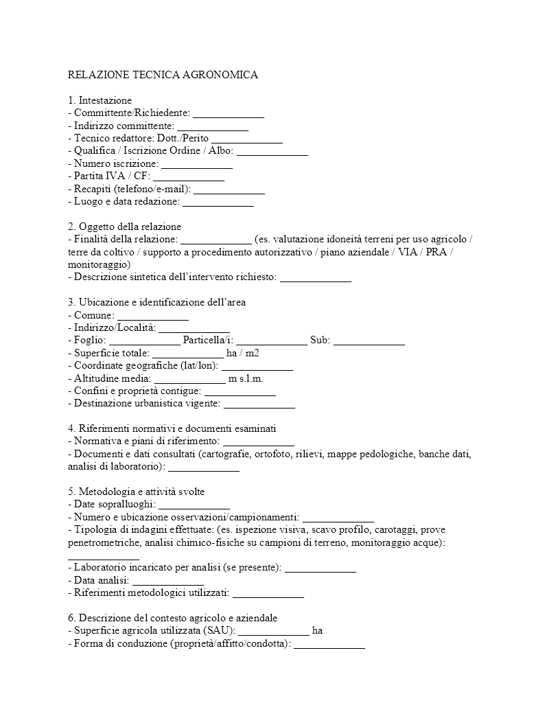 Relazione tecnica agronomica​