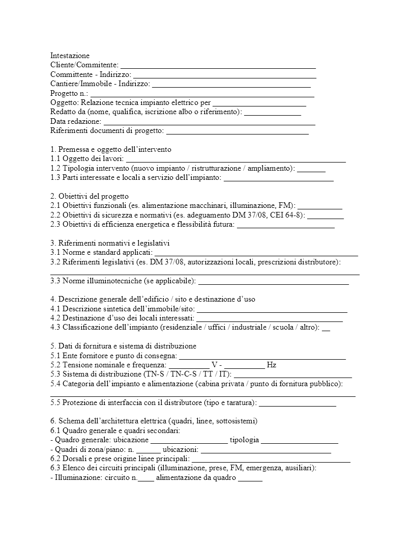 Relazione tecnica impianto elettrico​
