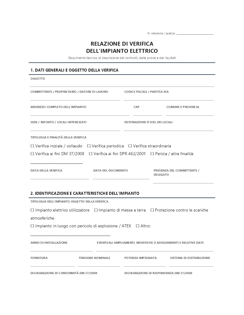 Relazione di verifica dell'impianto elettrico