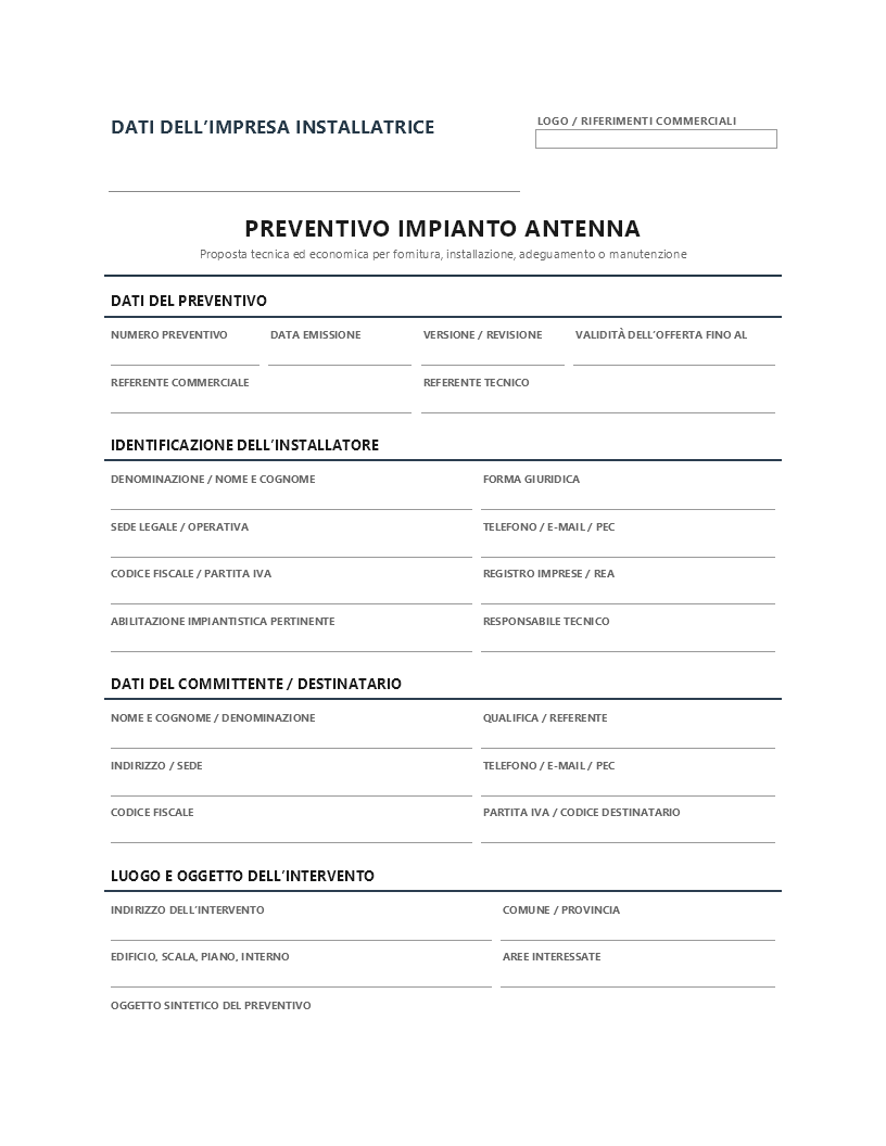 Preventivo impianto antenna